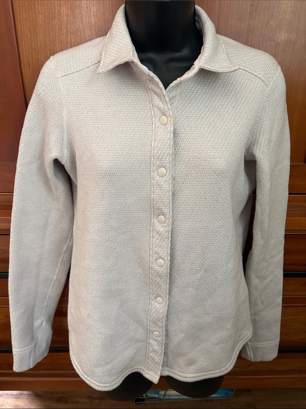 Stio Cream Knit Snap-Front Button-Down Shirt Jacket